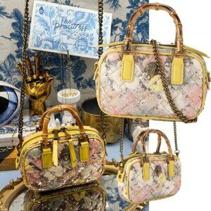 🆕 KURT GEIGER LONDON 🧿 NWOT XS Kensington Duffle, Yellow Floral Sequins